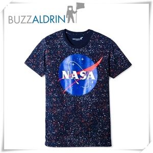 Buzz Aldrin NASA Graphic Print Tee Shirt Navy blue